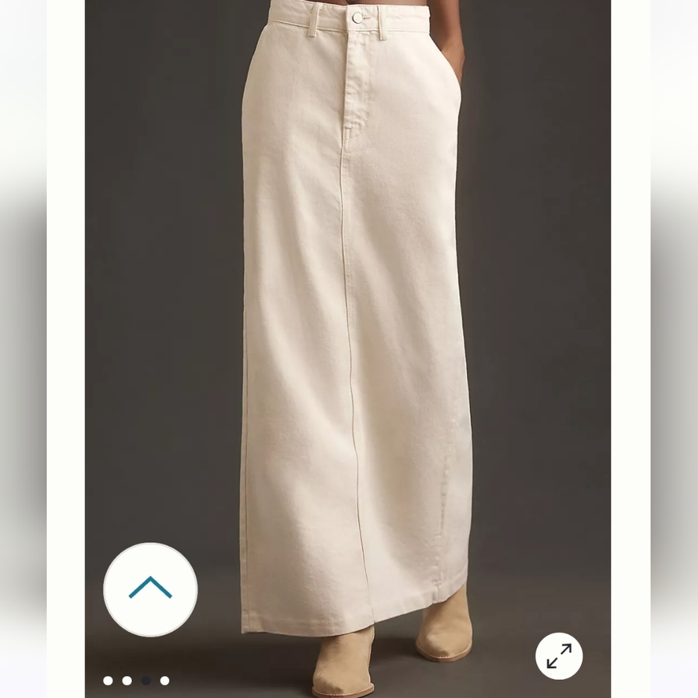 Reformation Myles Denim Maxi Skirt In Fior Di Latte - Picture 6 of 16